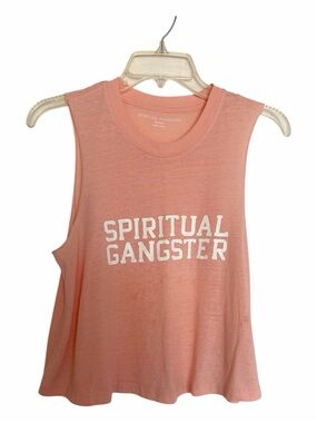 Spiritual Gangster Tank Peach Racerback Cropped Swing Top SZ Medium GUC